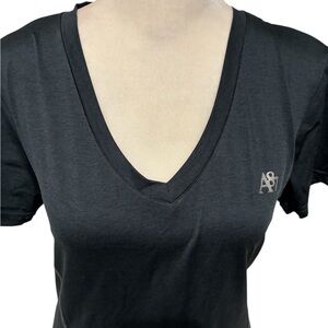 Abercrombie & Fitch Women's Charcoal V-Neck Tee